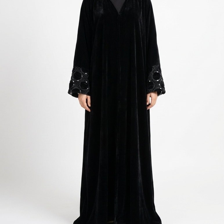 Black Velvet Winter Abaya